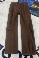 B221美式ins高街斜切宽松休闲洗褪弯刀牛仔裤LK26619-特P50控88，男装牛仔裤，电商B221