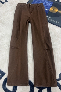 B221 美式ins高街斜切宽松休闲洗褪弯刀牛仔裤 LK26619-特P50控88图片