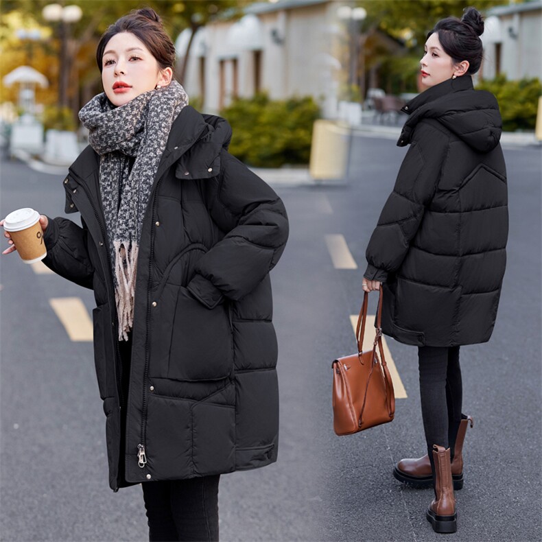 时尚新款女装棉衣加厚保暖羽绒棉外套气质显瘦中长款棉服,女装棉衣/棉服,利佳可人