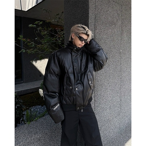 高街假两件冬季金属感2024夹克立领棉服面包服外套男MF330-P118图片