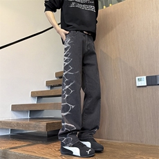 欧美hiphop直筒牛仔裤美式复古阔腿裤垂坠感xz310a-4-nz15，男装牛仔裤，星座310A-4
