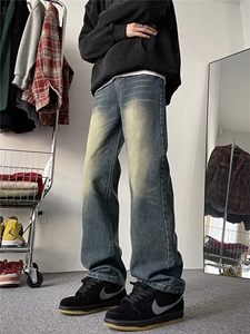 美式高街黄泥染牛仔裤男水洗vibe休闲裤子 310B-1-K151 P45图片