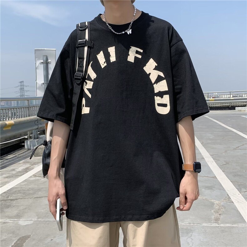 美式复古重影爱心短袖T恤男夏新款情侣高街五分袖上衣 TT017-P25图片