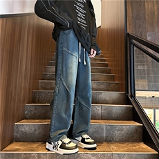 K1225-p38-控68oversizecleanfit黄泥牛仔裤直筒裤老爹裤长裤，男装牛仔裤，星座103A-1