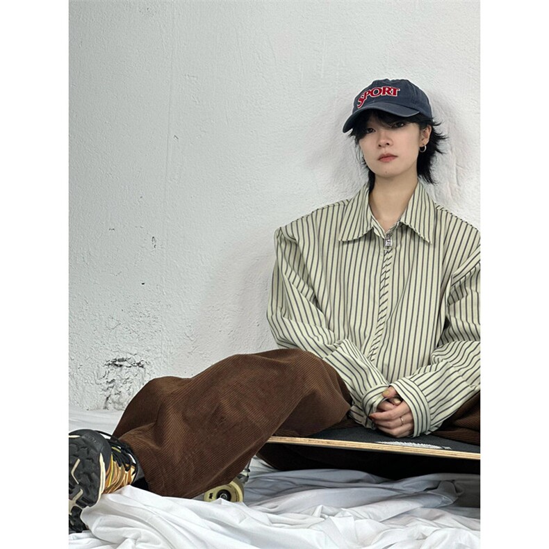 美式复古蓝色条纹外套男冷淡系高级感秋季cleanfit痞帅夹克JK841,男装夹克,星座1116A（原606A-3）