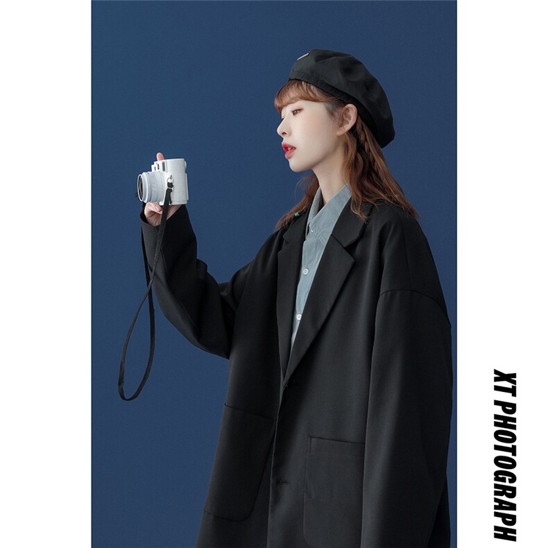！春新品个性宽松落肩情侣西装休闲西服外套 XZ02 P75控98图片