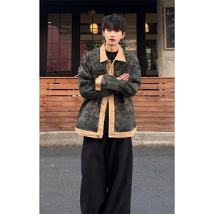 现货 2026春季迷彩牛仔外套男复古拼色工装夹克-A1894TP60控108图片