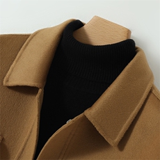 2025年秋季新款百搭男士短款歹毒有翻领大衣，男装毛呢大衣，水之秀羊绒大衣