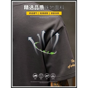 【敖瑞鹏代言】GENIOLAMODE重磅棉质短袖260gt恤男士夏季薄款宽松图片