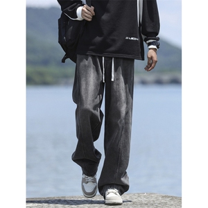 美式复古牛仔裤男秋新款裤子休闲宽松加绒直筒长裤JRK760-特批-50图片