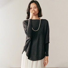 2025年秋季纯色圆领长袖针织衫时尚百搭，女装针织衫/毛衣，鸥蕊娅羊绒