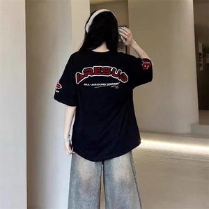 万针全刺绣工艺抖音得物高品质260克重磅纯棉双纱美式高街短袖T恤图片