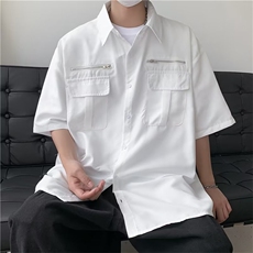 夏季日系衬衫ins潮青春流行男潮流五分袖纯色百搭标准原宿，男装衬衫，星座716-2