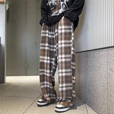 高街休闲裤男韩版潮流格子个性帅气2024冬季新款ins长裤K4505-P43，男装休闲裤，星座412-2