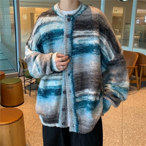 日系慵懒风条纹毛衣开衫男女春秋新款软糯针织衫外套冬季YM54-p58图片