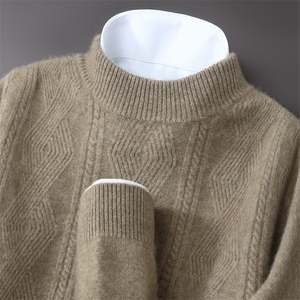 2025舒适百搭秋冬半高领长袖羊绒衫图片