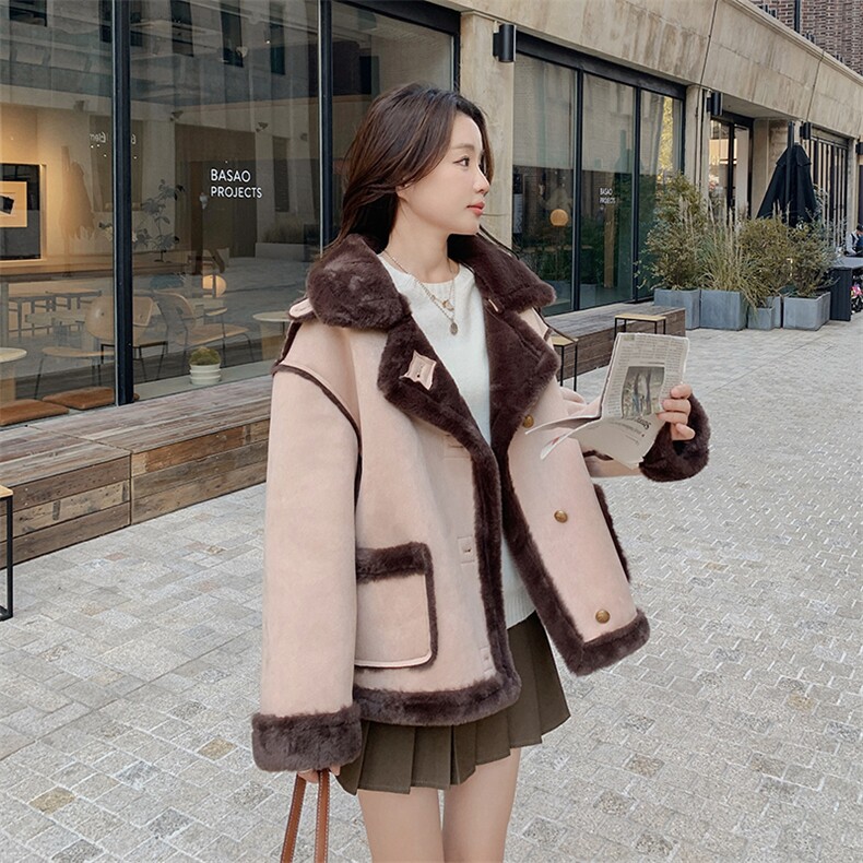 2023年冬季皮毛一体外套女加厚加绒图片
