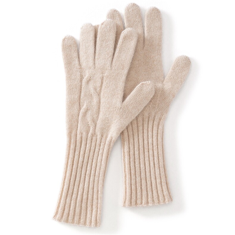 2025年新款百搭坑条麻花双股加厚保暖分指手套，手套，思琳羊绒