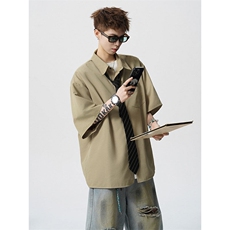 CS1143-特批25控49夏薄款冰丝面料大码短袖衬衫防晒透气外套，男装防晒衣，电商A059