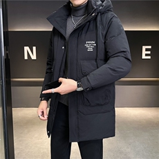 中长款羽绒服男冬季2024新款连帽加厚冬装外套B240-YR813-P235，男装羽绒服，电商B240