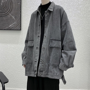 1506-1/JX3011/P57牛仔外套男春秋宽松休闲港风ins潮流工装夹克图片