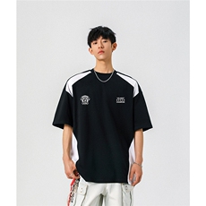 凉感双色拼接设计羽毛球球服大码M-5XL短袖T恤男DX78029P50控78，男装T恤，星座227-7