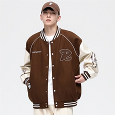 港风上衣夹克宽松落肩拼色棒球服外套JK711-P68，男装夹克，星座1204-3