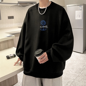华夫格卫衣圆领卫衣男大码长袖t恤男外套 HW76274-P30加绒款-P40图片