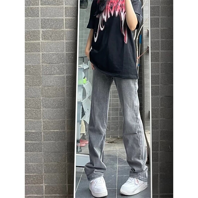抖音得物品质休闲水洗渐变牛仔裤男美式高街潮高级感微喇裤子AK14图片
