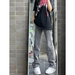 抖音得物品质休闲水洗渐变牛仔裤男美式高街潮高级感微喇裤子AK14图片