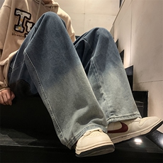 8XL-M特大码复古牛仔裤渐变宽松阔腿裤男加肥加大休闲款K947P45，男装休闲裤，电商D206-1