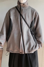 1美式麂皮绒夹克男大码拼接撞色不规则拉链外套男JK8759P95控128，男装夹克，星座226-2