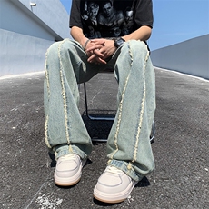 春夏季美式高街牛仔裤2023新款薄款宽松百搭休闲裤男K6344-P45，男装牛仔裤，星座512-2