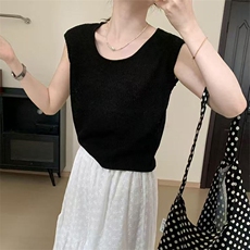 凉爽软冰丝u领螺纹针织衫女纯色气质圆领长袖外穿显瘦，女装T恤，萱芳婷羊绒
