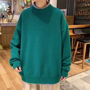 1港风新款宽松休闲中性情侣潮流纯色毛衣男外套7979P45加绒P55图片
