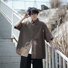 日系短袖衬衫男韩版潮流痞子帅2025夏新款ins宽松外套CY185-P33，男装衬衫，星座412-3