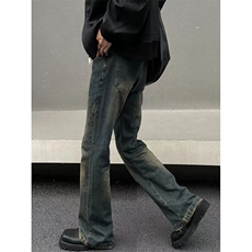 美式ins高街hiphop微喇重工艺水洗复古蓝牛仔裤货号K2322-1P60，男装牛仔裤，电商A063
