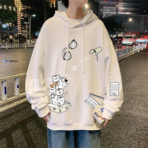 WY2115-P35 加绒款-P40 纯棉连帽卫衣男大码运动帽衫宽松薄外套男图片