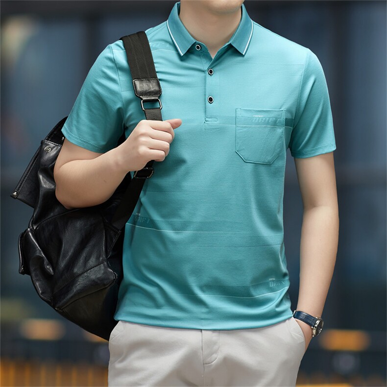 男装中青年翻领带扣POLO短袖上衣商务休闲宽松男装半袖WK5832-P59,男装Polo衫,星座1105-3