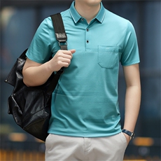 男装中青年翻领带扣POLO短袖上衣商务休闲宽松男装半袖WK5832-P59，男装Polo衫，星座1105-3