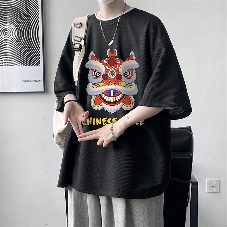 HT73185-P22华夫格t恤男短袖男大码五分袖大皂风,男装T恤,电商A040