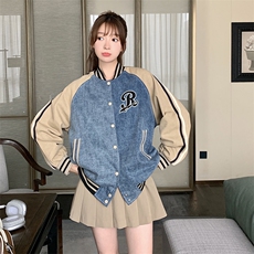 2023年秋季牛仔拼接棒球服82395-P145-K188，女装短外套，辉之琳