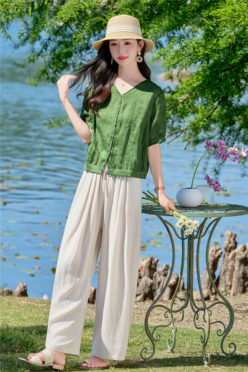 现货.苎麻.新品2026年夏季时尚品质女士两件套套装,女装套装/套裙,依万里