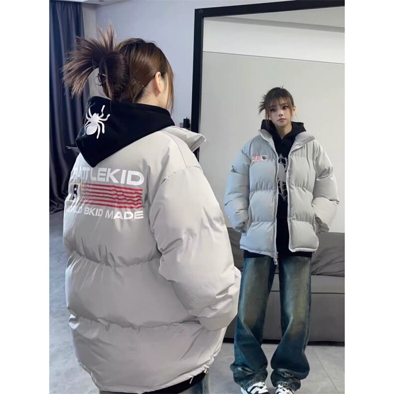 Z29-P75美式休闲旗帜印花棉衣棉服男女加厚外套立领面包服潮,男装棉衣,星座215-1
