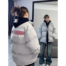 Z29-P75美式休闲旗帜印花棉衣棉服男女加厚外套立领面包服潮，男装棉衣，星座215-1