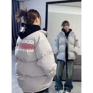 Z29-P75 美式休闲旗帜印花棉衣棉服男女加厚外套立领面包服潮图片