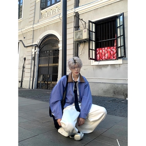 条纹衬衫夹克冬内搭早秋拼料小众衬衣夹克长袖上衣秋外套 JK03图片