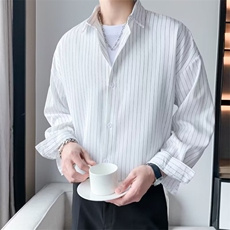 条纹长袖衬衫外套男秋季痞帅潮牌ins休闲衣服SC303P33，男装衬衫，星座1116-2