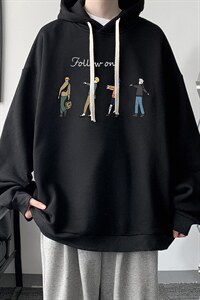 WY2043-P35 纯棉连帽卫衣男大码运动帽衫宽松薄外套男图片