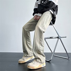美式高街牛仔裤男韩版潮流帅气2023夏季新款ins宽松长裤RK738-P45，男装牛仔裤，星座412-3